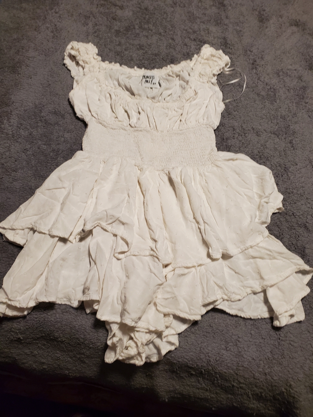 Princess Polly Girls Size 2 White Ruffle Romper.